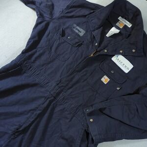 Carhartt FR Flame Resistant Coveralls Navy Blue XL RG CAT 2 Protective Workwear